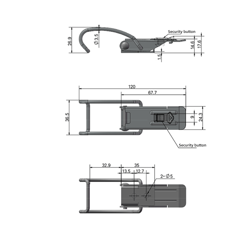 Toggle draw latches stainless steel natural spring loaded tension
